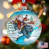 Christmas Arrival Fairytale Glass Ornament Limited Edition by G. DeBrekht - Christmas Santa Snowman Decor - 73866