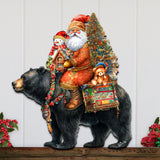 Decoración navideña para puerta con Papá Noel y su oso negro, de G. Debrekht - Decoración navideña con Papá Noel y muñeco de nieve - 8611064H