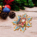 Santa's Greetings Snowflake Wooden Ornaments Set of 3 by G. Debrekht - Christmas Decor - 8090147-S3