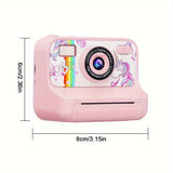Appareil photo instantané pour enfants 2,4 pouces, carte 32 Go, 3 rouleaux de papier, chargement USB, cadeau d'anniversaire, Halloween, Noël, appareil photo numérique haute définition, adapté aux enfants