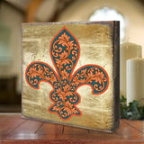 Cross Fleur de Lis Wooden Gold Plated Wall Art by Museum Icon - Celtic Decor - 850442-16