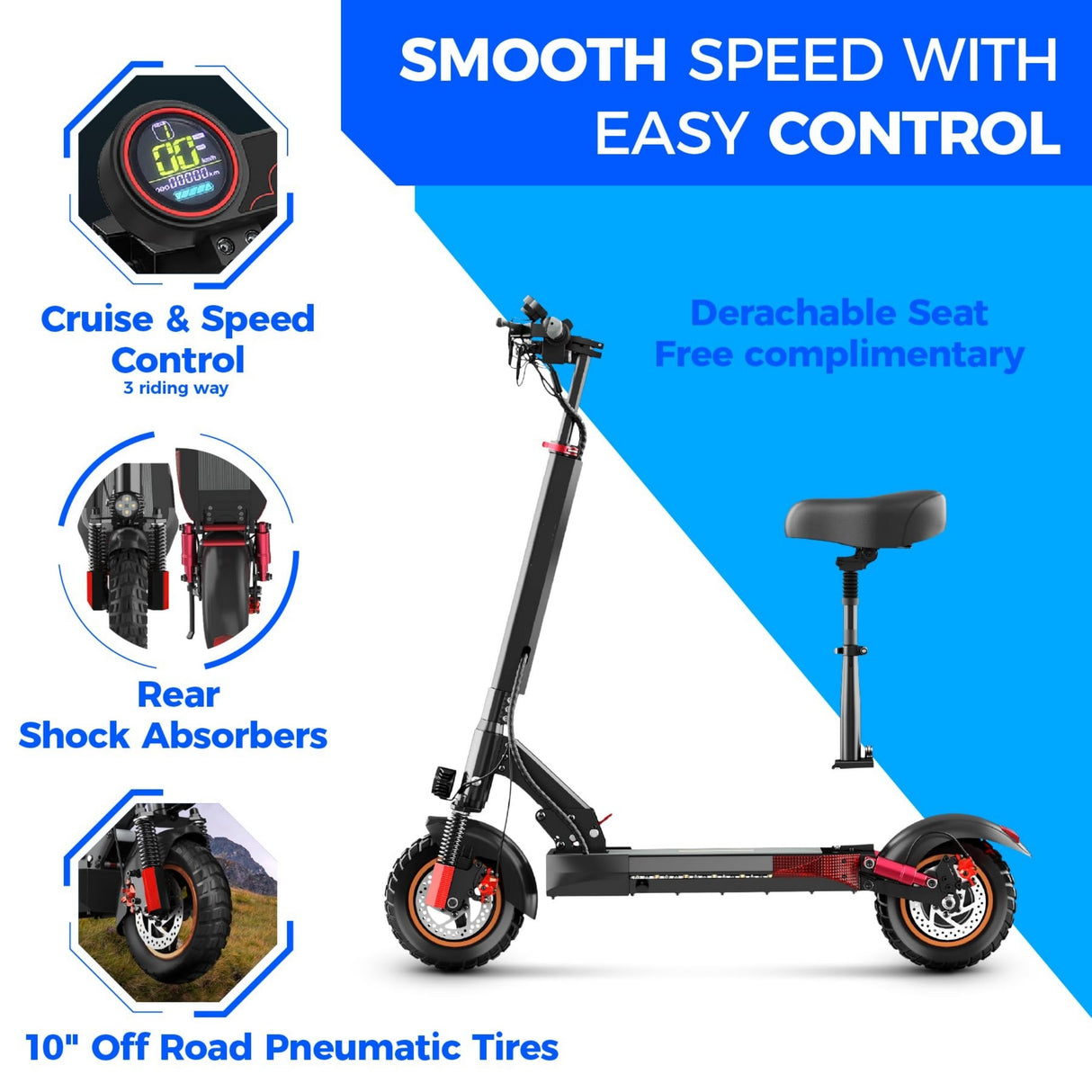 1 Ninebot M4 Adult Electric Scooter - Foldable Commuter Model with 600W Motor, 10-inch Pneumatic Tires, Dual Suspension & Braking System, Cruise Control, Seat for Pets, 31-Mile Range, Fast Charging, Black Aluminum Alloy, U.S.