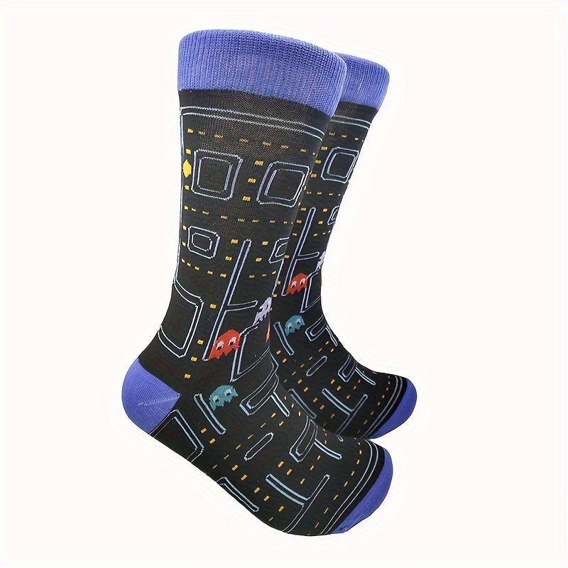 Arcade Game Print Socks, Trendy & Sports Mid Tube Socks, Women's Stockings & Hosiery