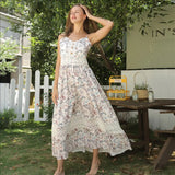 Women's Sleeveless Suspender Floral Dress - Lootquake