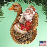 Christmas Goose Santa Wooden Ornaments by G. DeBrekht - Christmas Santa Snowman Decor - 8121633