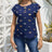 Ladies' Fashionable Butterfly Print Top With Round Neck Pullover And Short Sleeved T-shirt - Lootquake