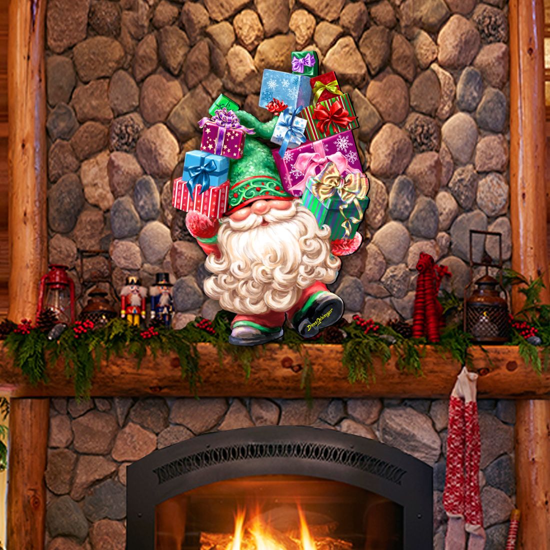 Bolsa de regalo con corona de gnomo para Pascua, adorno grande para el hogar de D. Gelsinger - Decoración navideña - 8461054H-DG