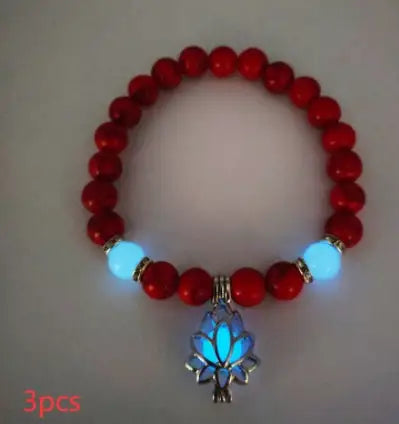 Energy Luminous Lotus Natural Stone Bracelet Yoga Healing Luminous Glow In The Dark Charm Beads Bracelet For Men Women Prayer Buddhism - Lootquake