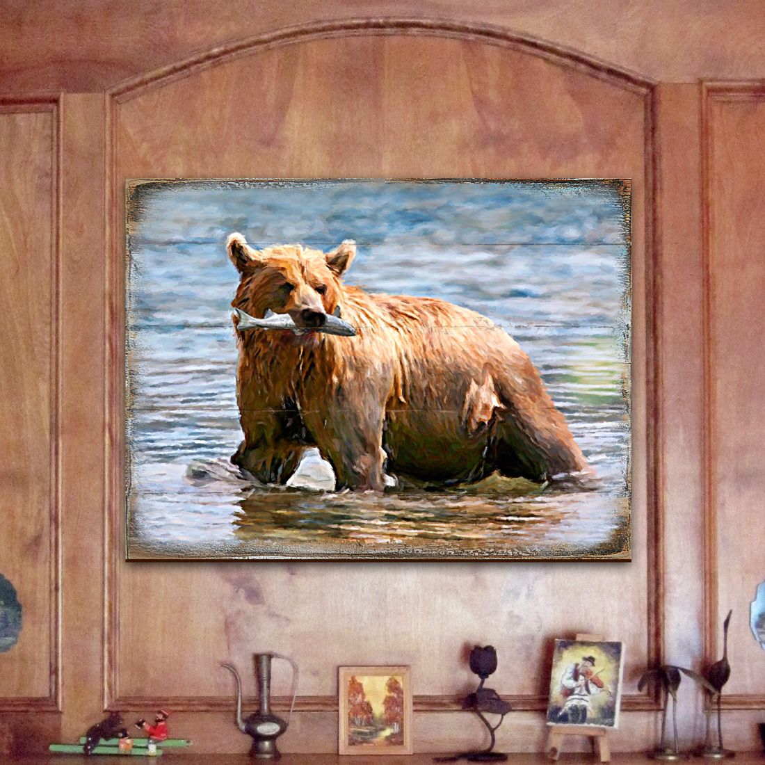 Bear Art Wooden Wall Art by Nature Wonders - Nature Wildlife Decor  - 95297B