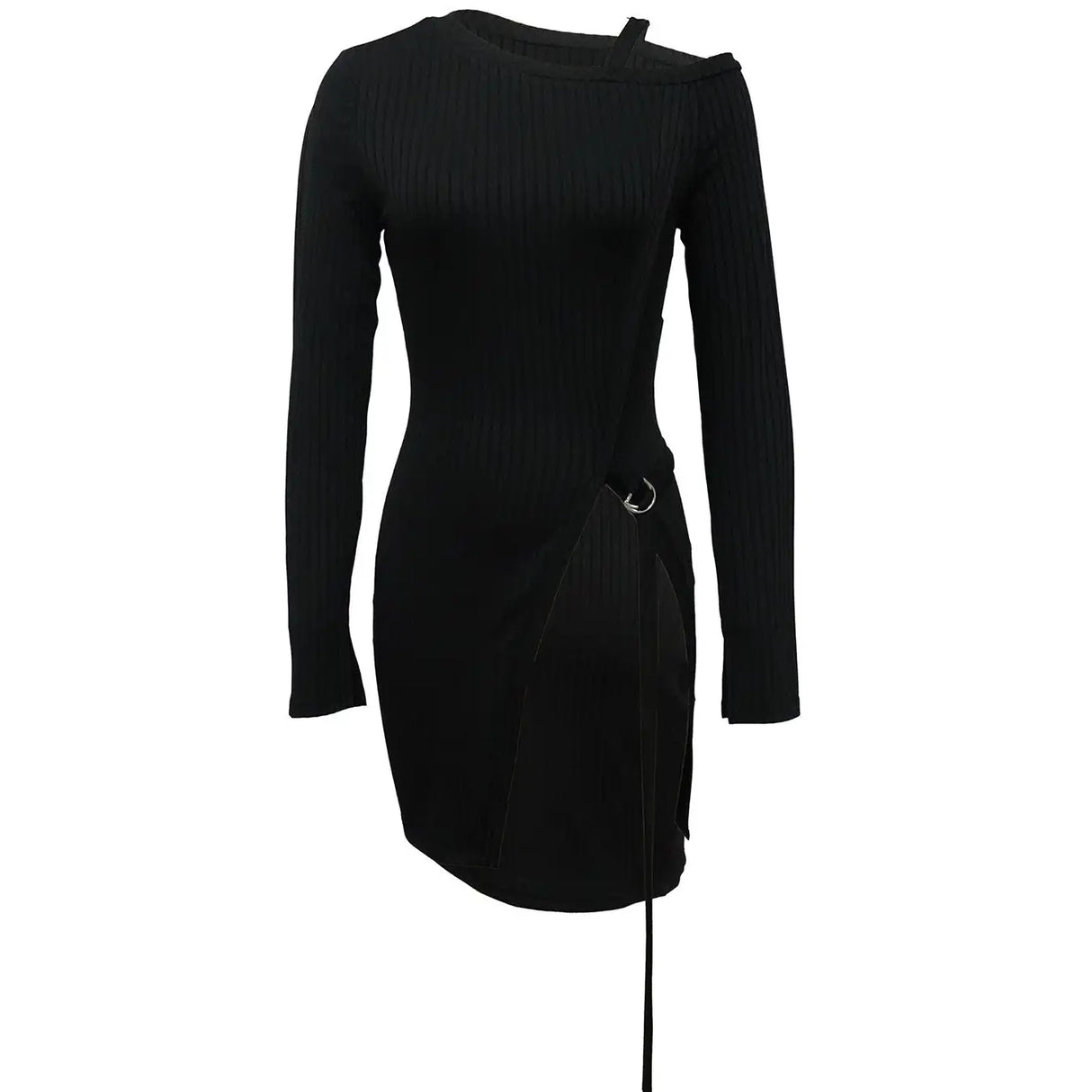 Ladies' Fashion Trend Asymmetrical High Neck Top, Casual Business Versatile, Solid Color Long Sleeved Clothes - Lootquake