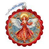 Adorno de cristal con forma de corona de ángel con amor de G. Debrekht - Decoración navideña - 759-062