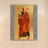 Icono religioso cristiano sagrado de San Pablo de madera bañado en oro - Decoración inspiradora - 85035