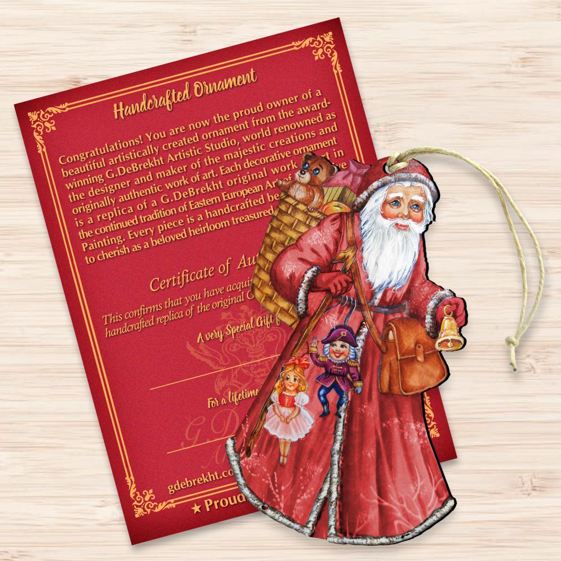 Adornos navideños de madera de San Nicolás de G. DeBrekht - Decoración navideña de Papá Noel y muñeco de nieve - 8124120