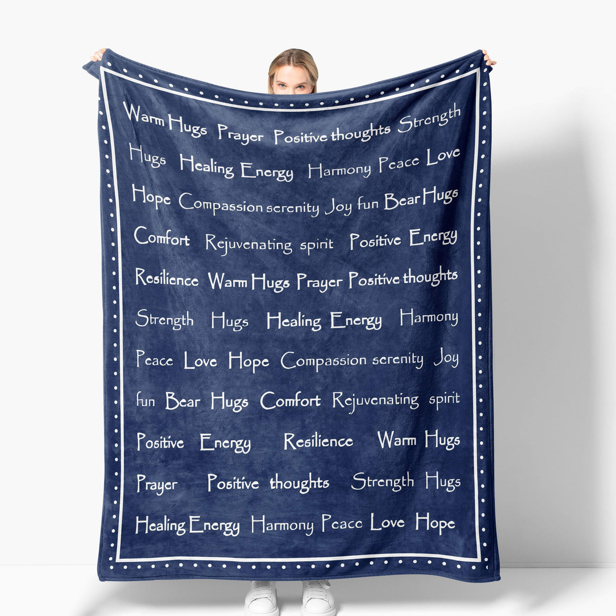 Cozy Blue Encouragement Hug Blanket - Soft Flannel, Inspirational Print For Rehab & Comfort, Perfect For Naps, Camping, And Gifting To Friends & Family