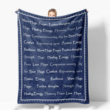 Cozy Blue Encouragement Hug Blanket - Soft Flannel, Inspirational Print For Rehab & Comfort, Perfect For Naps, Camping, And Gifting To Friends & Family
