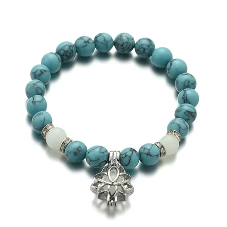 Energy Luminous Lotus Natural Stone Bracelet Yoga Healing Luminous Glow In The Dark Charm Beads Bracelet For Men Women Prayer Buddhism - Lootquake