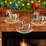 Rocking Horses Wooden Ornaments Set of 3 by G. Debrekht - Christmas Decor - 8100196S3