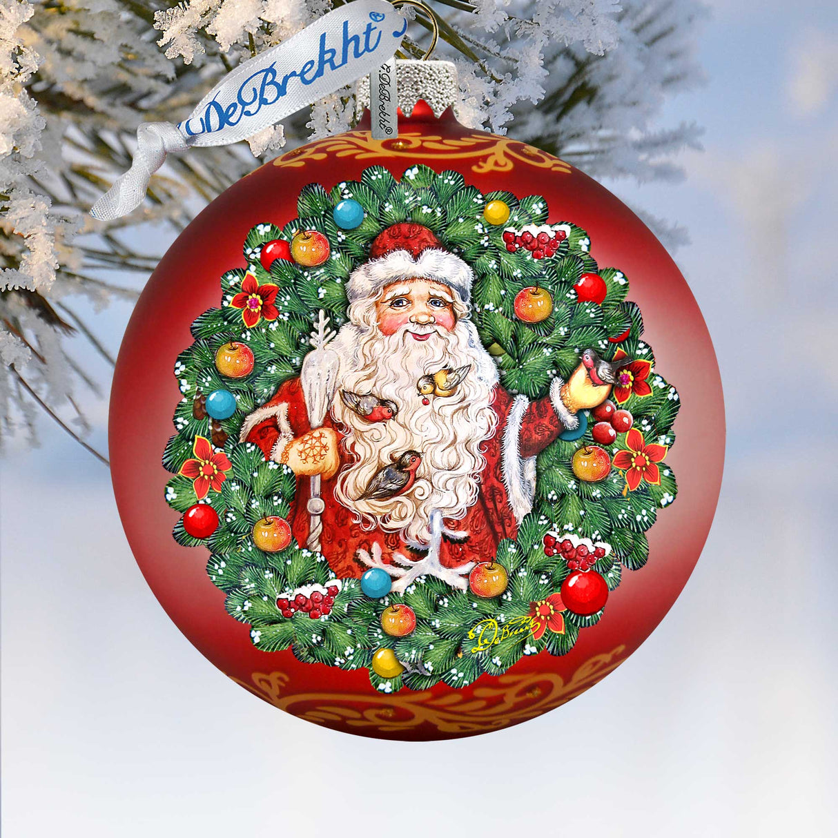 Adorno de cristal de Papá Noel, el susurrador de pájaros, edición limitada, de G. DeBrekht - Decoración navideña - 73914