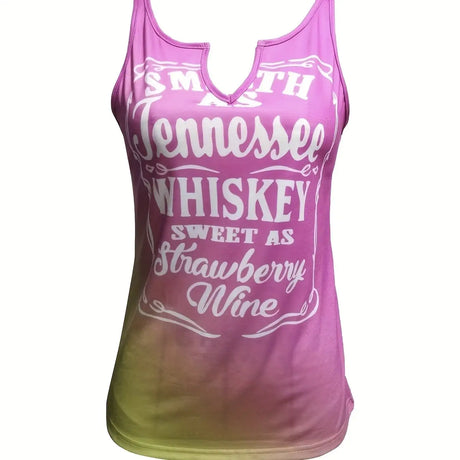 Ladies' Gradient Color Letter Printed Casual Versatile Fashion Vest - Lootquake