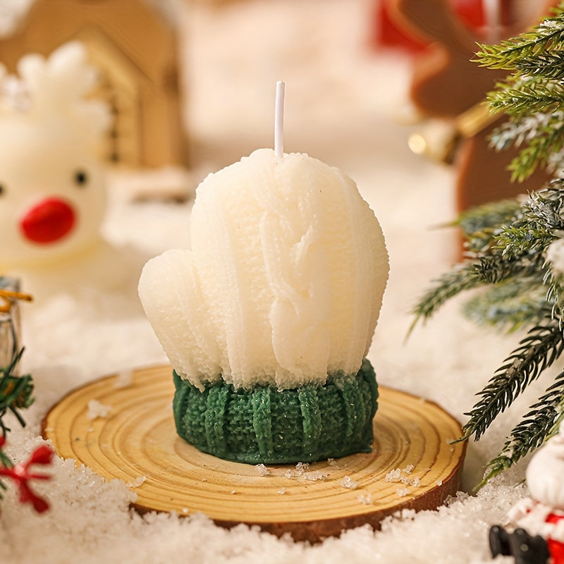 1 vela perfumada con forma de guantes navideños, 4 estilos, regalo de Navidad, fotografía, uso doméstico.