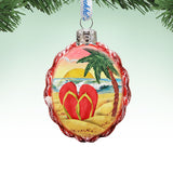 Sandals on Beach Mercury Glass Ornament by G. DeBrekht - Coastal Holiday Decor - 777376