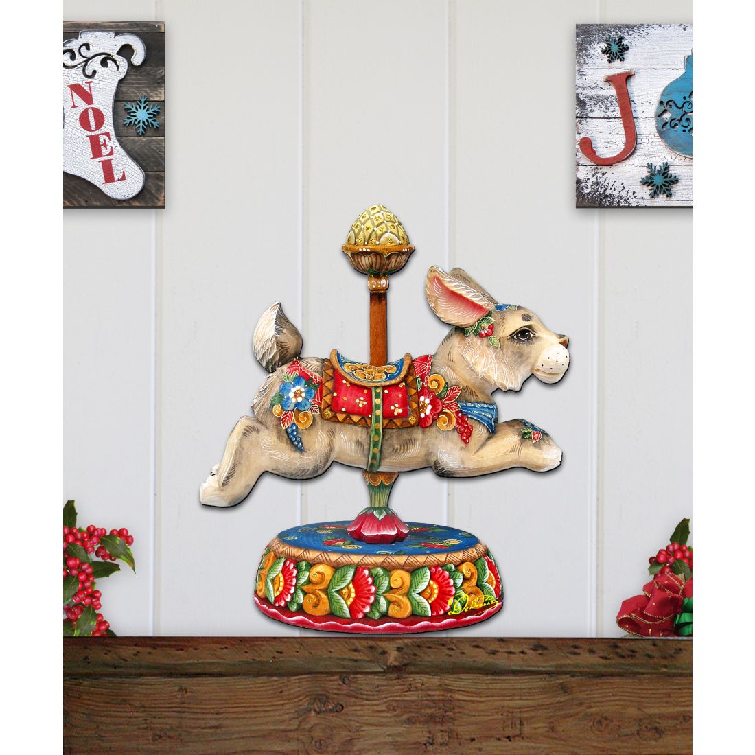 Carousel Bunny Easter Holiday Door Decor by G. DeBrekht - Carousel Holiday Decor - 8114042H