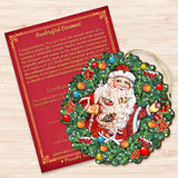 Santa Wreath with Birds Wooden Ornaments by G. DeBrekht - Christmas Santa Snowman Decor - 8185320