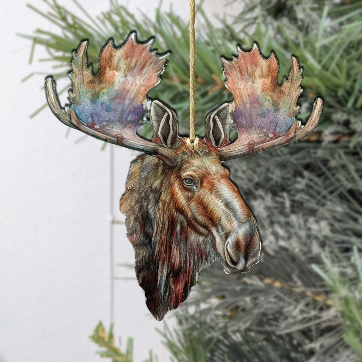 Mighty Moose Of Alaska Wooden Ornaments by G.Debrekht - Wildlife Holiday Decor - 8710108-2