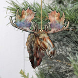 Mighty Moose Of Alaska Wooden Ornaments by G.Debrekht - Wildlife Holiday Decor - 8710108-2