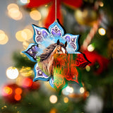 Brown Horse Snowflake Wooden Ornaments by G. Debrekht - Nature Wildlife Decor - 8688432