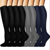 8 pares de calcetines de compresión unisex con infusión de cobre - Mejoran la circulación (10-20 mmHg) - Cómodos hasta la rodilla para enfermeras, embarazadas, corredores, senderismo y ciclismo