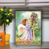 Arte mural de madera "Ángeles cerca" de D. Gelsinger - Decoración navideña para la Natividad - 95678B-DG