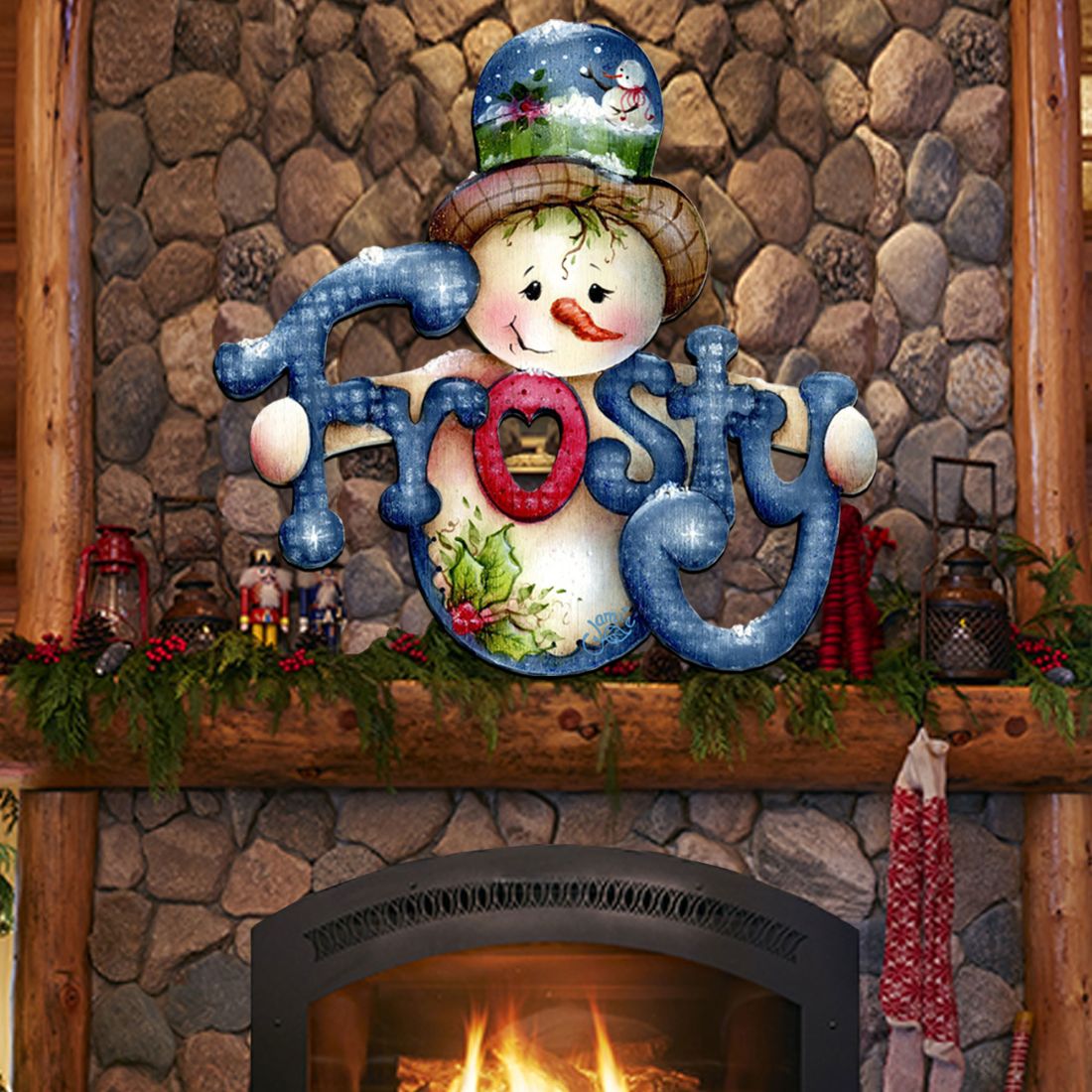 Decoración navideña para puertas de Jamie Mills-Price - Decoración navideña de Papá Noel y muñeco de nieve - 8457505H