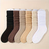 6 Pairs Solid Slouch spring Socks, Warm & Simple Calf Socks For Daily Use, Women's Stockings & Hosiery
