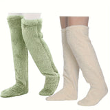 Calcetines afelpados hasta el muslo para parejas: medias de punto cálidas y duraderas por encima de la rodilla, de fácil cuidado.