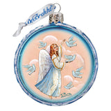White Doves Angel Glass Ornament by G. DeBrekht - Nativity Holiday Decor - 73561C
