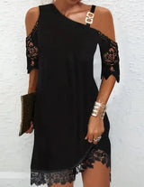 Ladies' Solid Color Off Shoulder Tassel Design Fashionable Dress - Lootquake