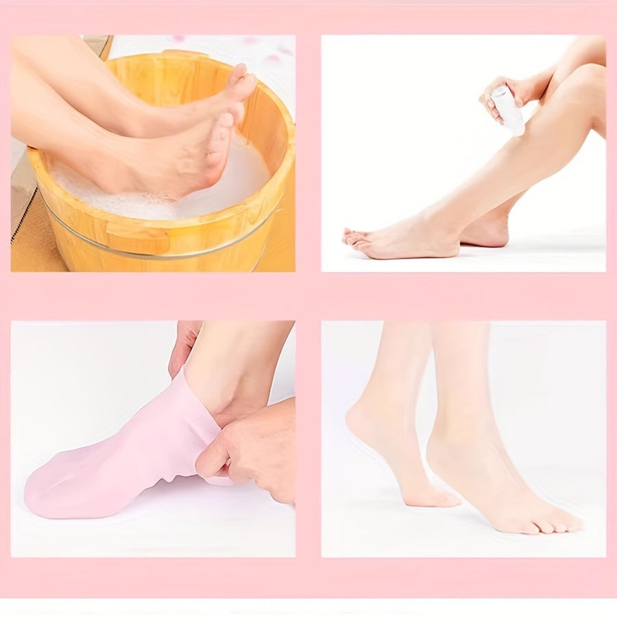 Chaussettes hydratantes en silicone pour pieds secs et crevassés, peaux rugueuses et chaussettes antidérapantes à l'aloe vera pour pieds secs et crevassés, chaussettes en gel spa pour soins des pieds après pédicure