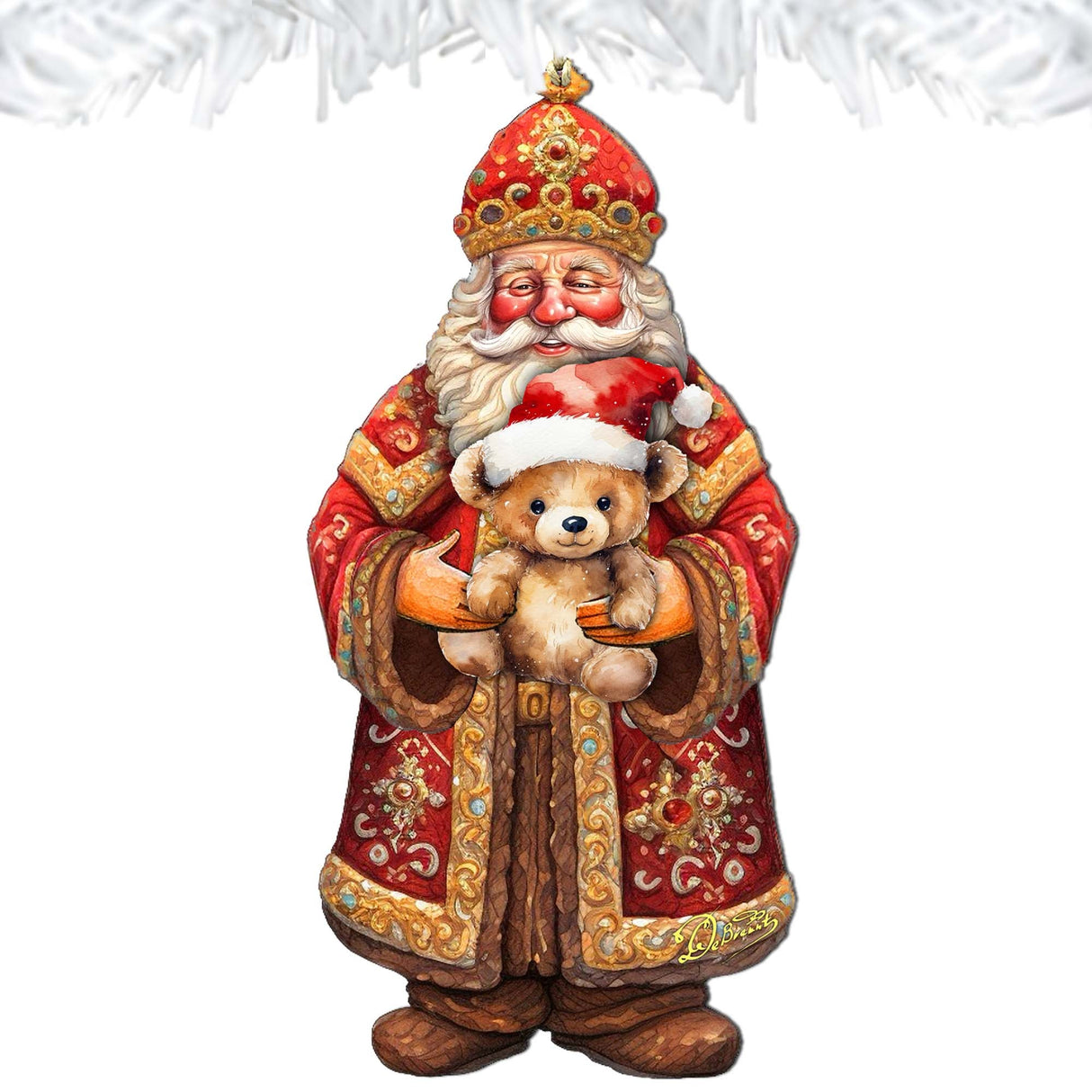 Adornos de madera con forma de osito de peluche de Papá Noel, de G. Debrekht - Decoración navideña de muñeco de nieve de Papá Noel - 8691415