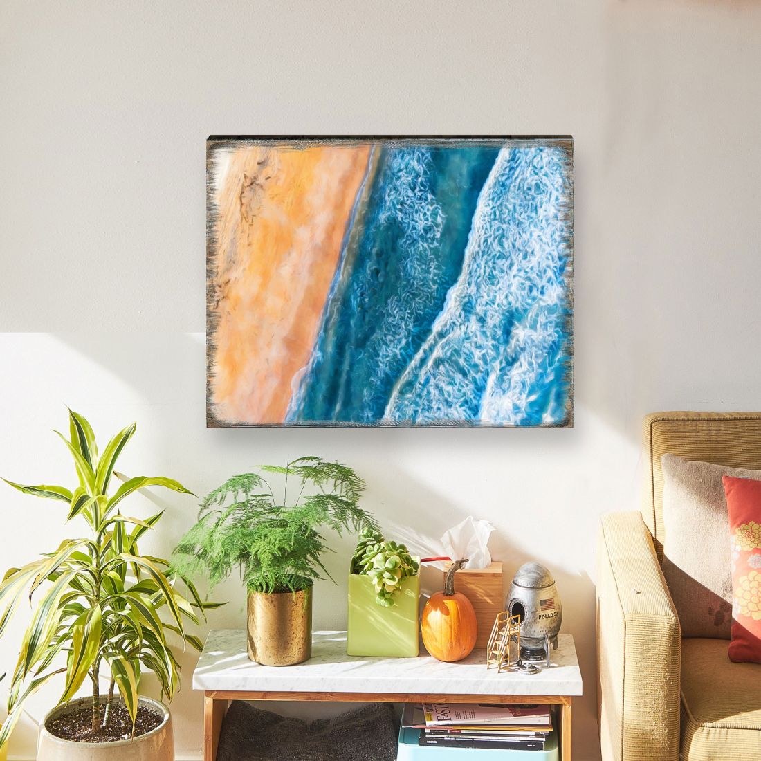 Ocean Shore Art Wooden Wall Art by Nature Wonders - Nature Wildlife Decor  - 95399B