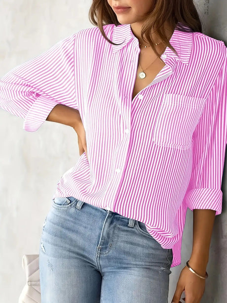 Classic Striped Casual, Business, Versatile Four Seasons Can Wear A Long-sleeved Shirt. - Lootquake