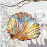 Coastal Christmas Decor - Rainbow Shell Wooden Ornaments by G.Debrekht Coastal Holiday Decor - 8688196