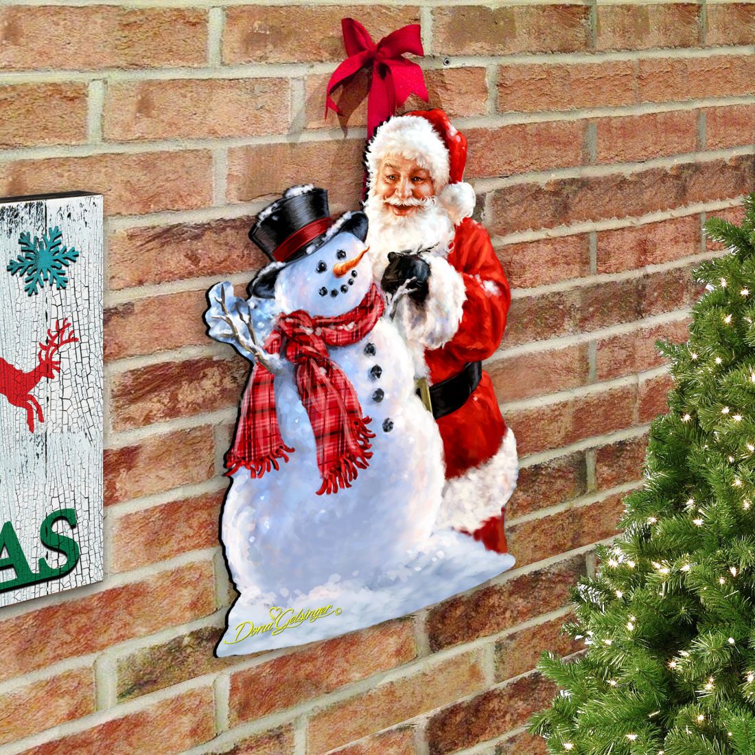 Building a Snowman Santa Door Decor by D. Gelsinger - Christmas Santa Snowman Decor - 8461053H-1627