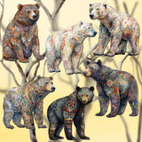 Bear Parade Decorative Wooden Clip-on Ornaments Set of 6 by G. Debrekht - Wildlife Decor - 8090106C-S6