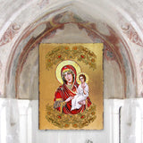 Icono sagrado ortodoxo religioso de madera bañado en oro de la Virgen María Directora - Decoración inspiradora - 85029