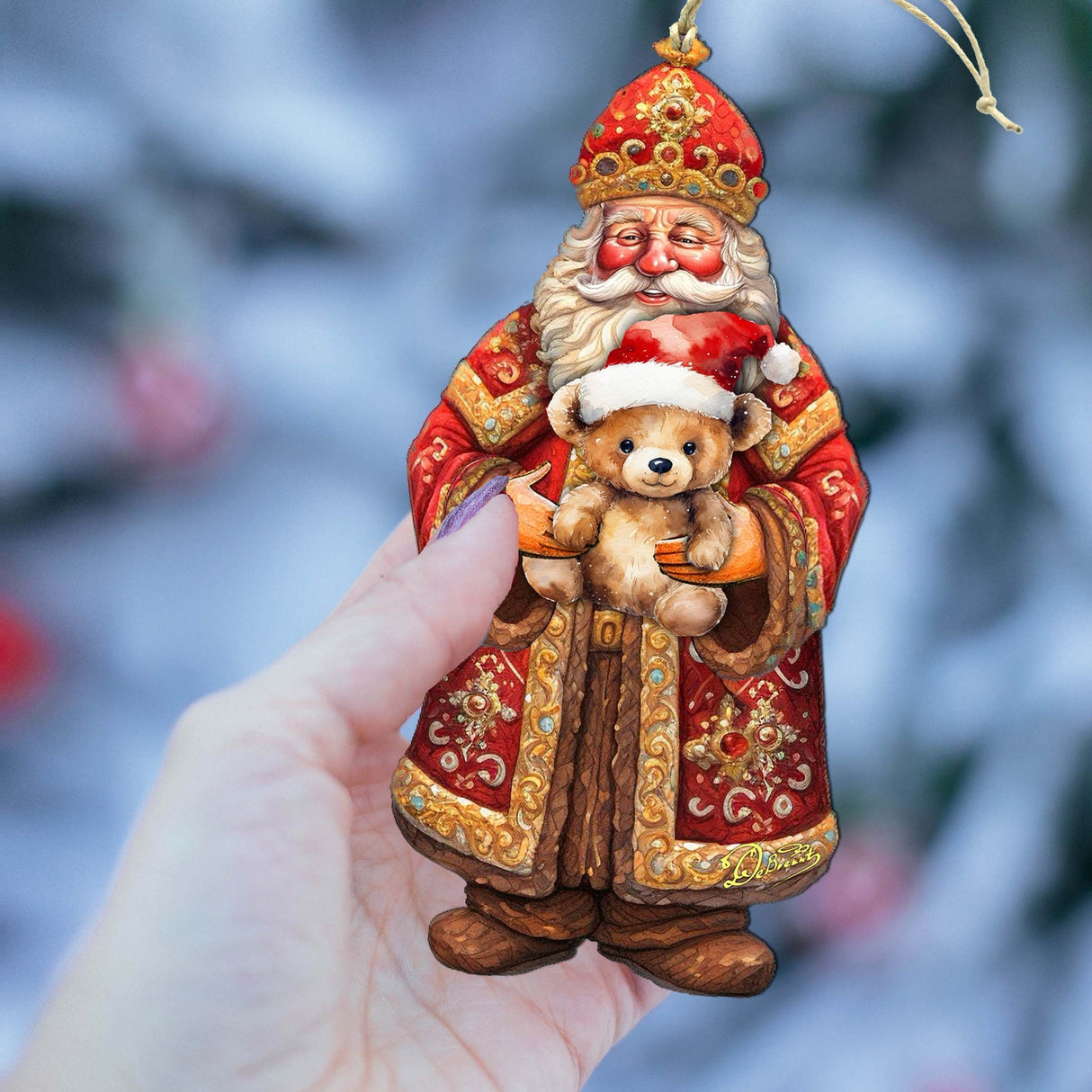 Adornos de madera con forma de osito de peluche de Papá Noel, de G. Debrekht - Decoración navideña de muñeco de nieve de Papá Noel - 8691415