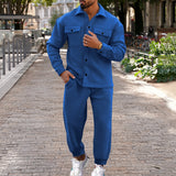Suede Single-breasted Solid Color Slim Fit Two-piece Suit Men - Lootquake