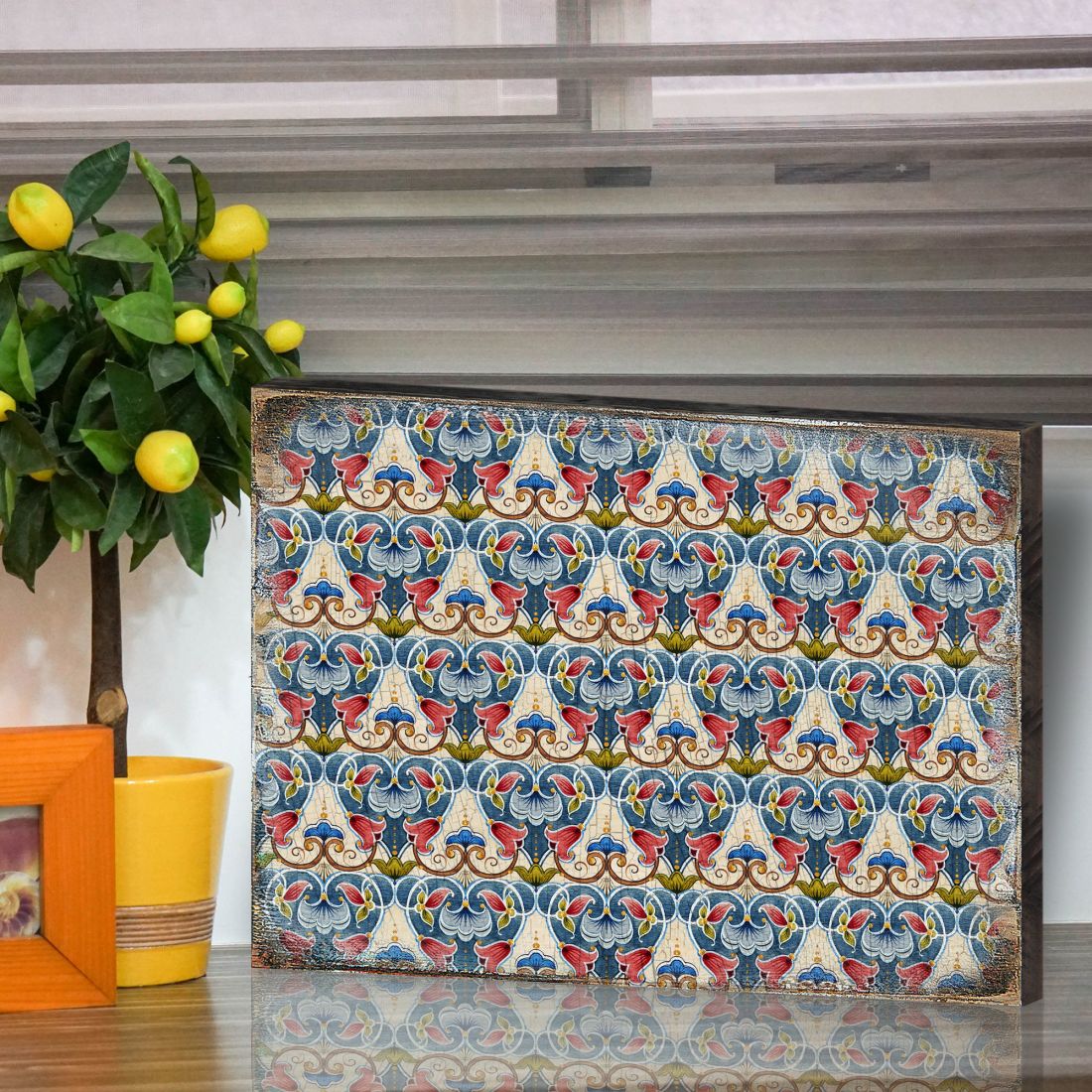 Arte mural de madera Ponty de G. DeBrekht - Decoración floral ornamental - 95020B