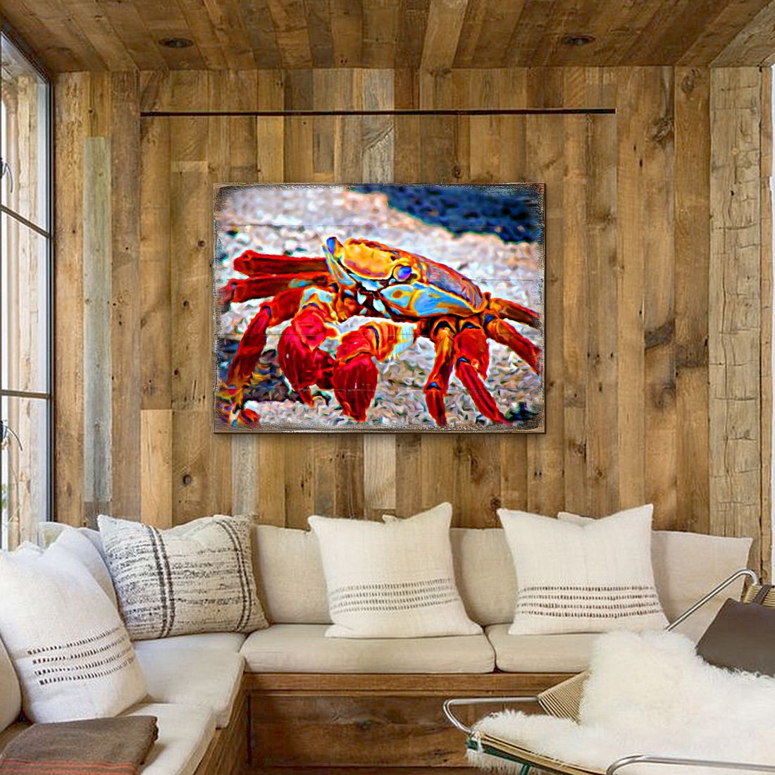 Crab Wood Wooden Coastal Wall Art by Nature Wonders - Coastal Sea-Life Decor - 95265B