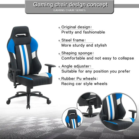 High Back Gaming Chair Racing Office Chair with PU Leather - Lootquake